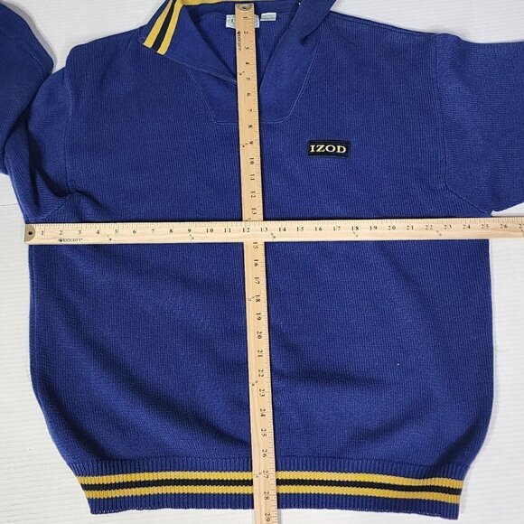 IZOD Vintage 1/4 Zip Logo Blue/Yellow Sweater, Men's XL - Picture 8 of 10